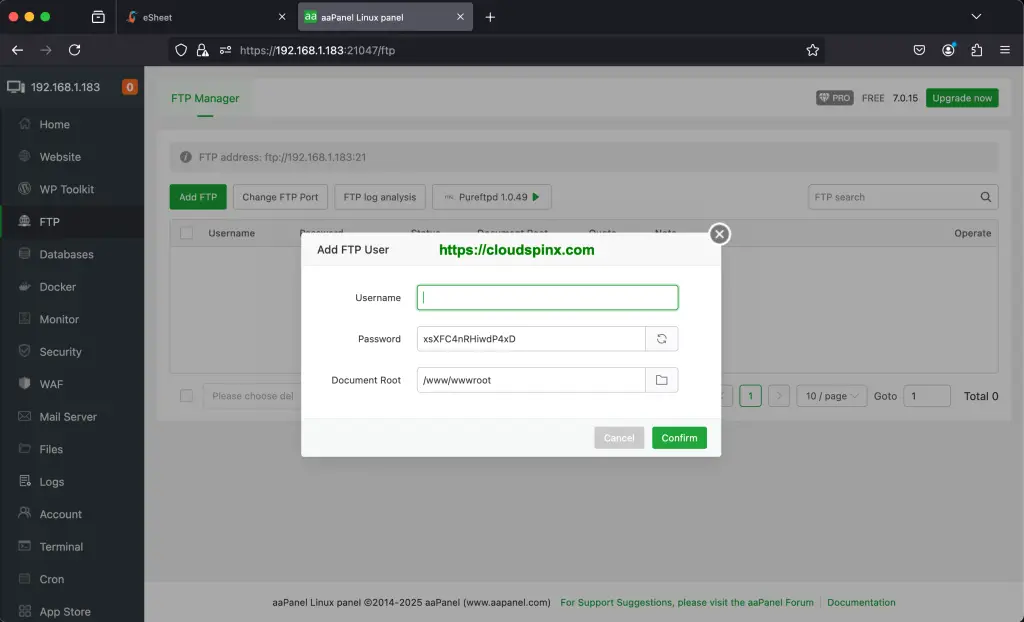 Install and Use aaPanel on Rocky Linux AlmaLinux 07