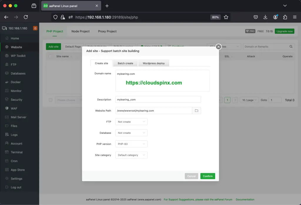 Install and Use aaPanel on Ubuntu 08