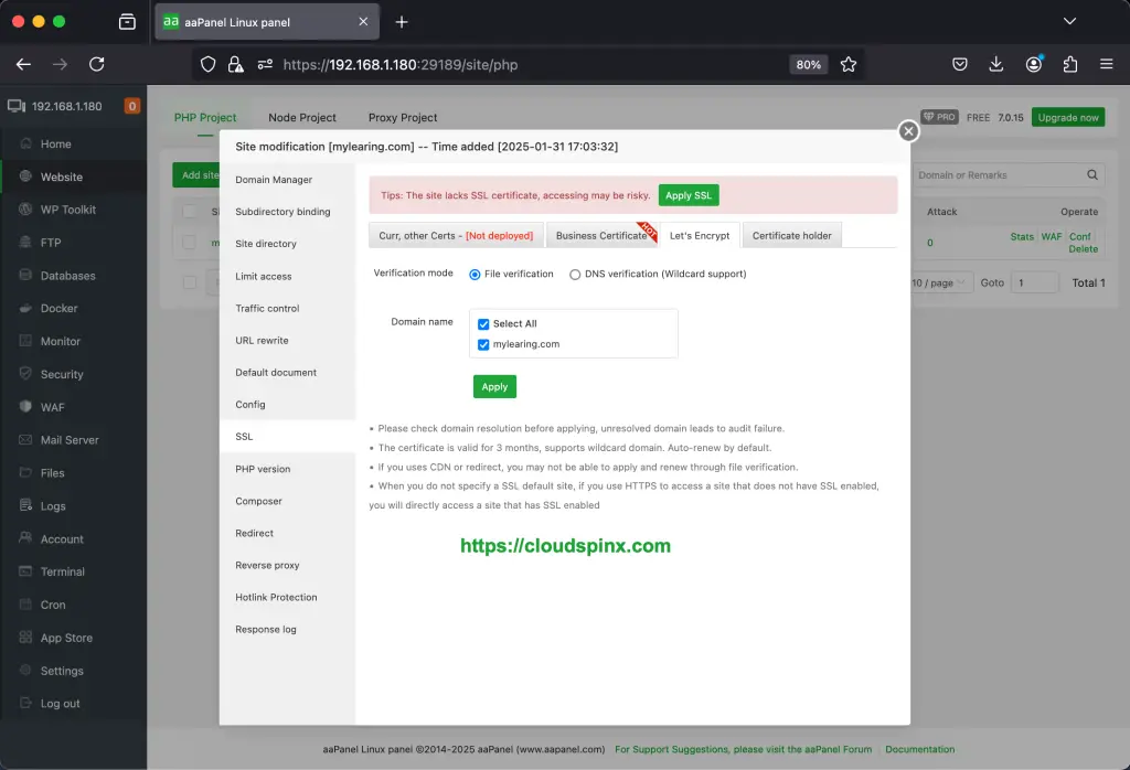 Install and Use aaPanel on Ubuntu 11