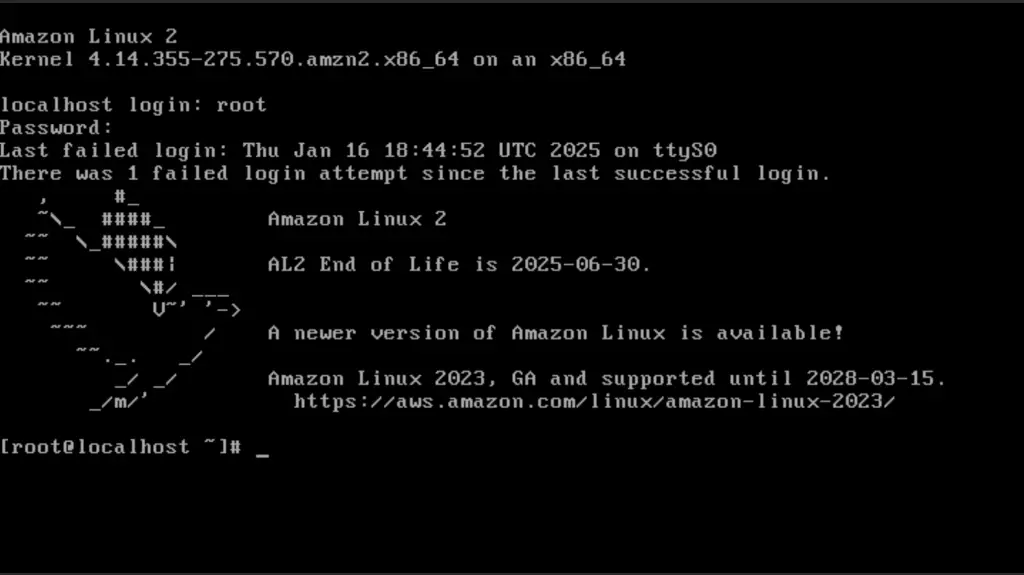 Run Amazon Linux 2 on KVM using Qcow2 image 05