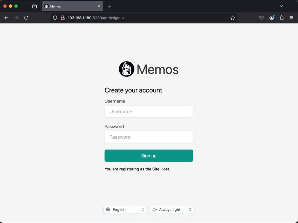 Setup Personal Home Memo Application using Memos 03