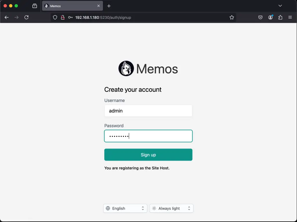 Setup Personal Home Memo Application using Memos 04