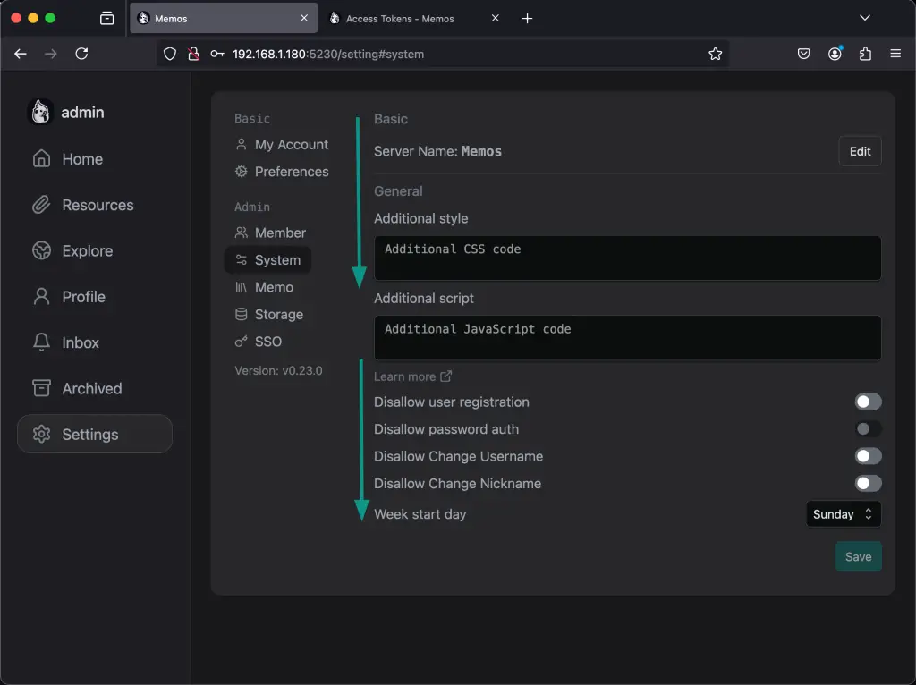 Setup Personal Home Memo Application using Memos 09