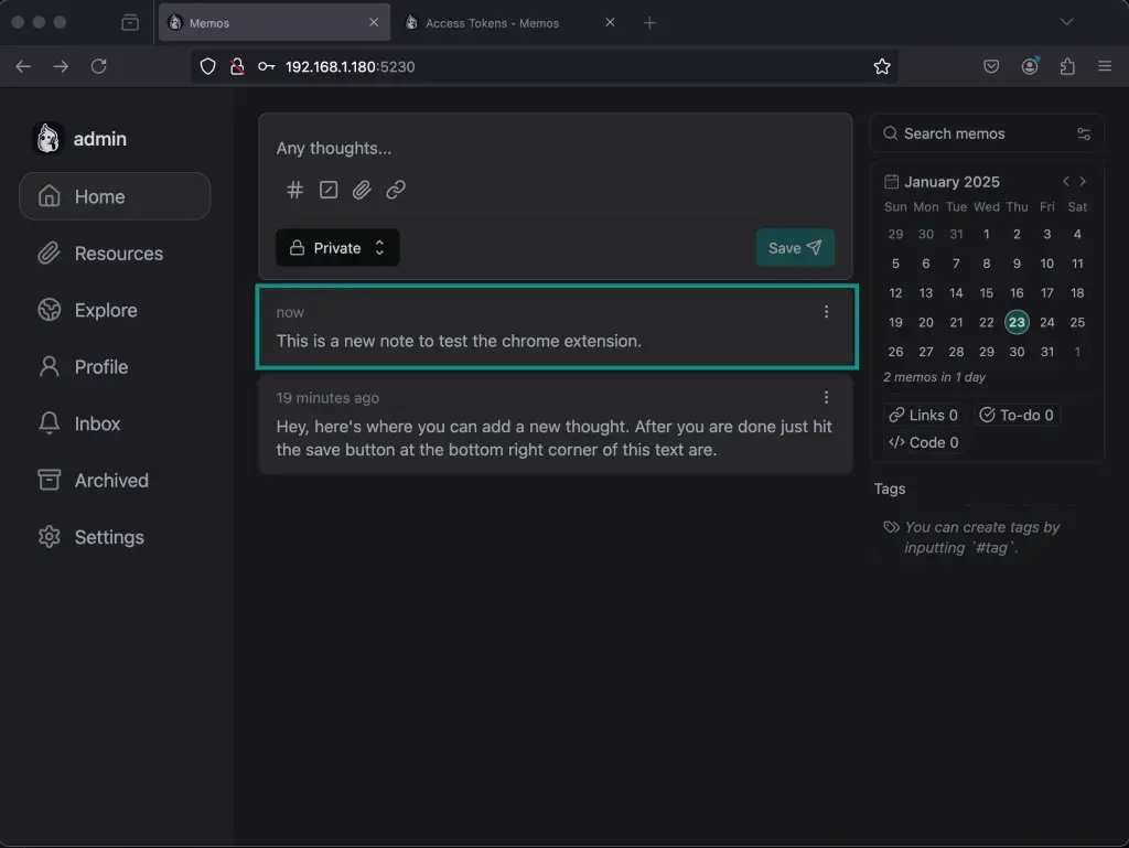 Setup Personal Home Memo Application using Memos 17