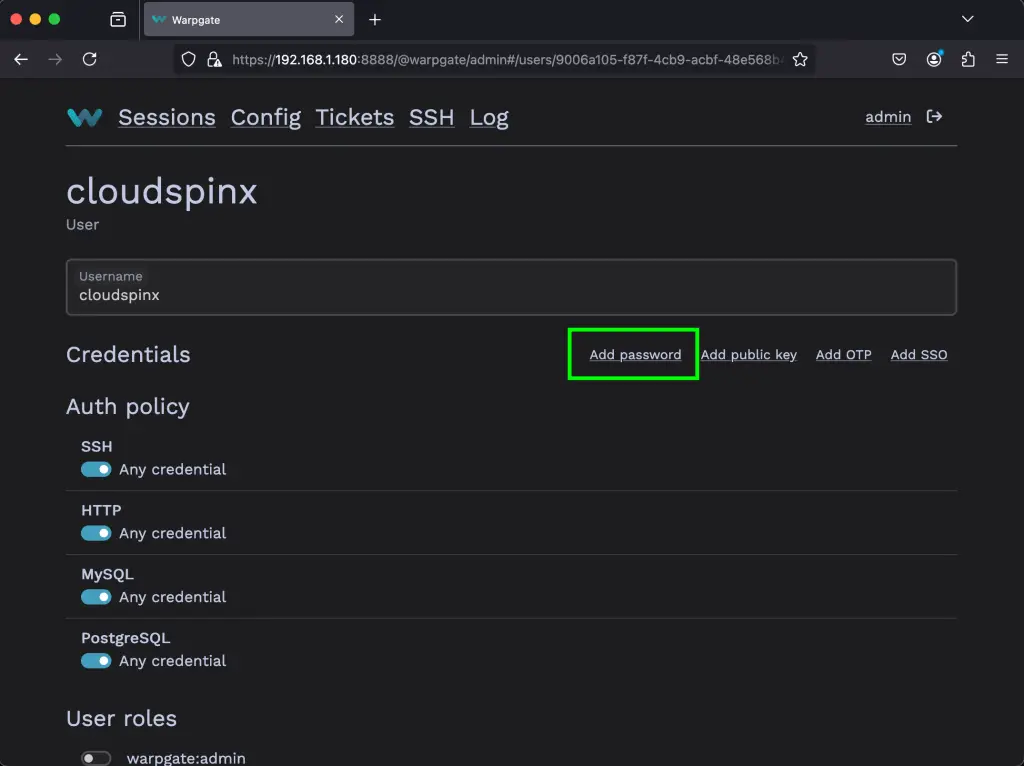 Setup SSH HTTPS and MySQL bastion Server using Warpgate 20