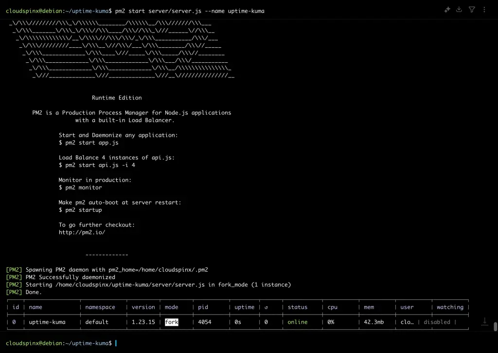 How To Run Kuma Uptime Robot Using PM2 01
