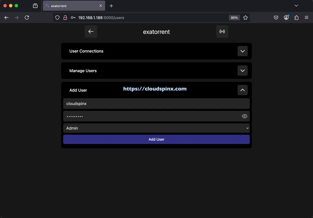 Install and Use exatorrent BitTorrent Client with Web UI 03
