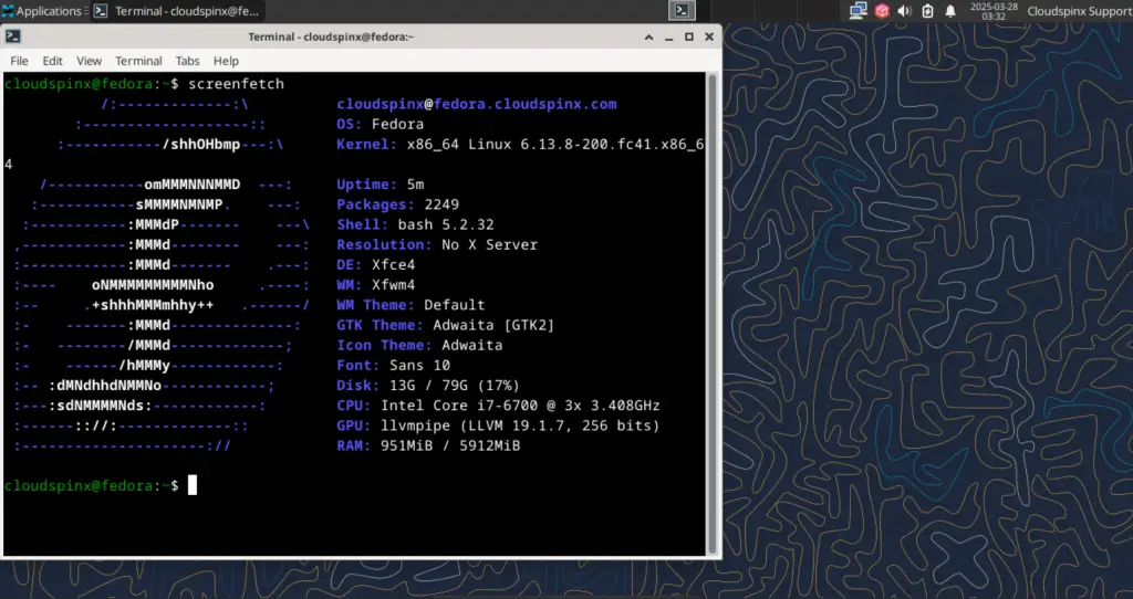 How To Install Xfce Desktop on Fedora 41 03