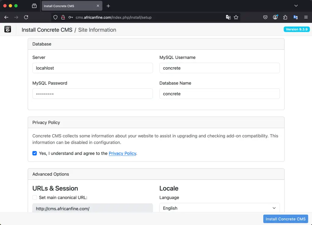 Install Concrete CMS with Apache on Ubuntu 05