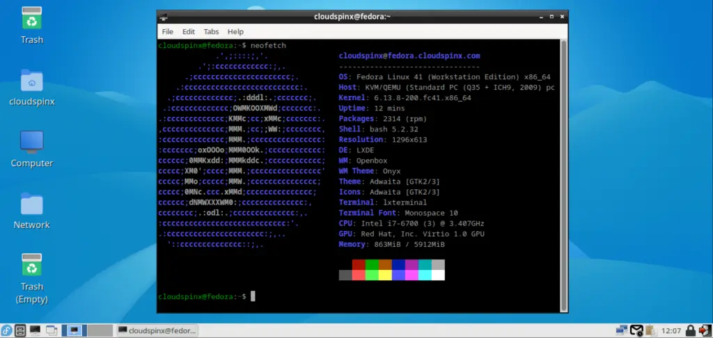 Install LXDE Desktop Environment on Fedora 41 03