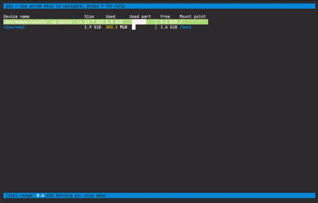 How To Analyze Disk Usage on Linux using gdu 02