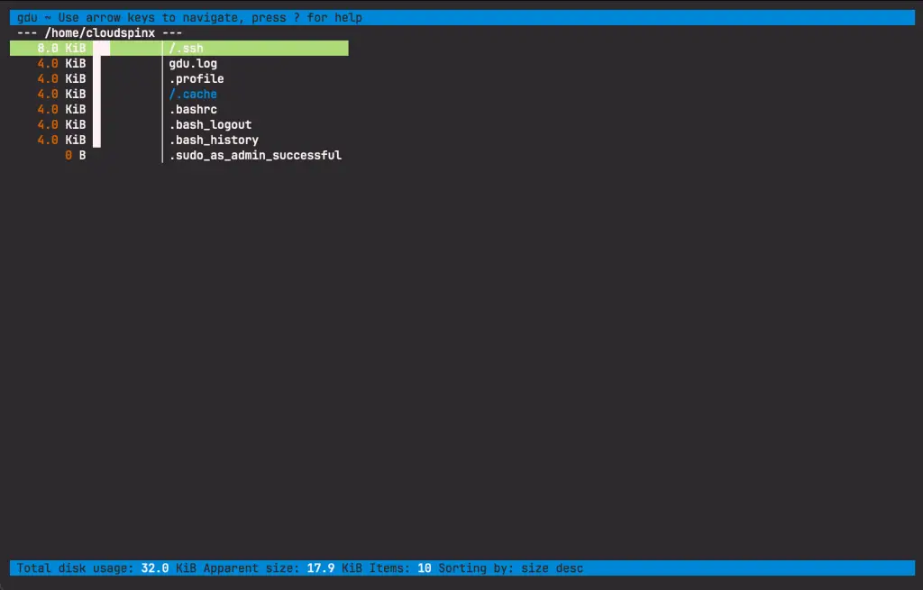 How To Analyze Disk Usage on Linux using gdu 03