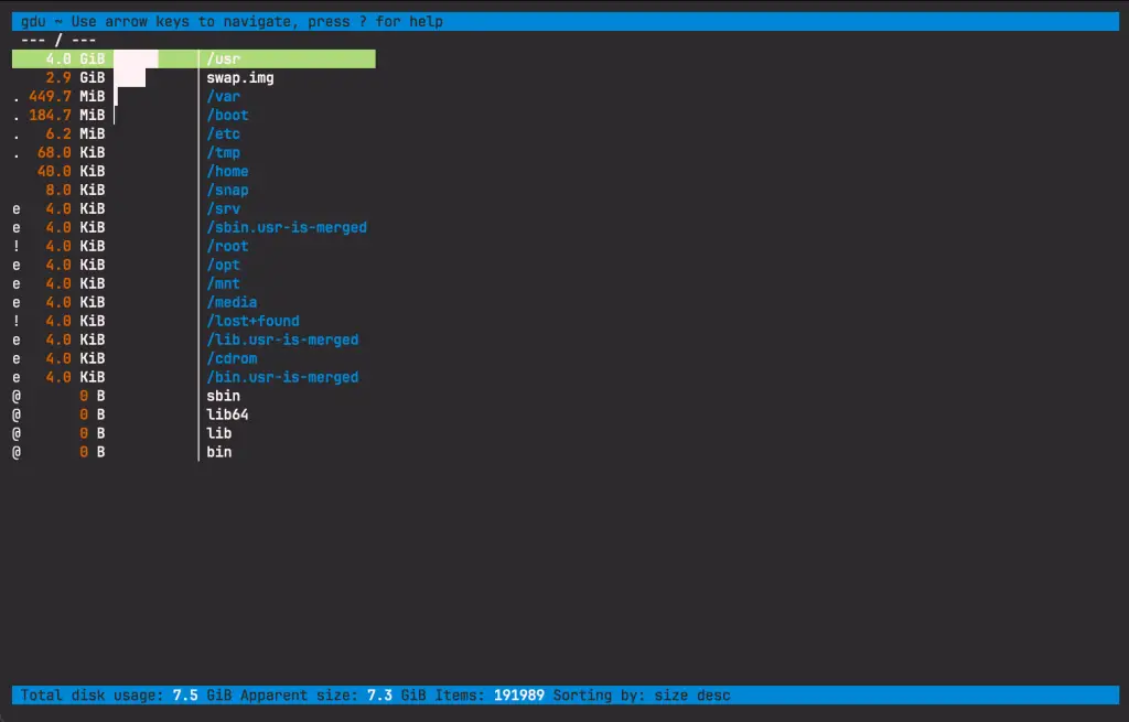 How To Analyze Disk Usage on Linux using gdu 04