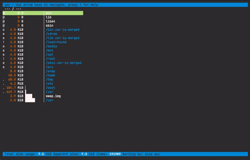 How To Analyze Disk Usage on Linux using gdu 05