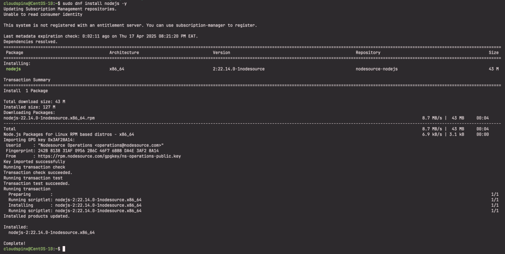 How To Install Node.js 22 LTS on CentOS Stream 109 02 scaled 1