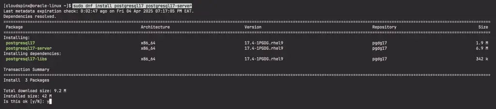 How To Install PostgreSQL 17 on Oracle Linux 9 02