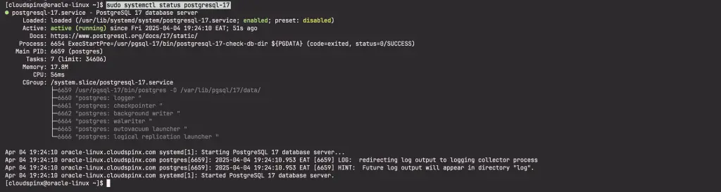 How To Install PostgreSQL 17 on Oracle Linux 9 04