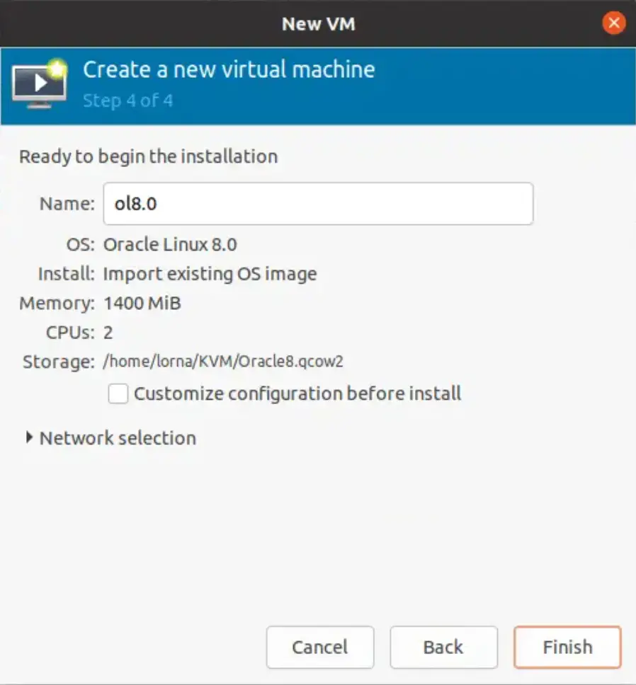 Importing Virtual Machine from VirtualBox to KVM 04