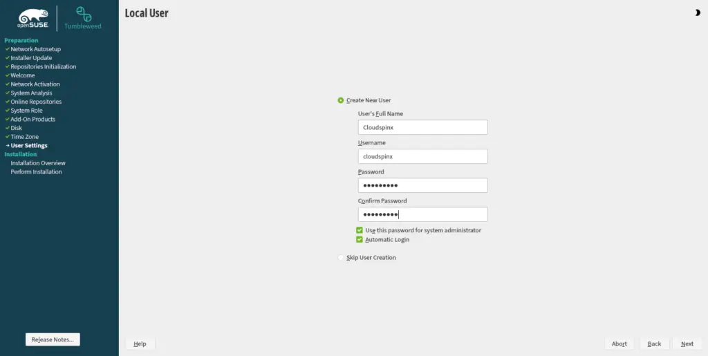 Install OpenSUSE Tumbleweed on VirtualBoxVMware WorkStation 26