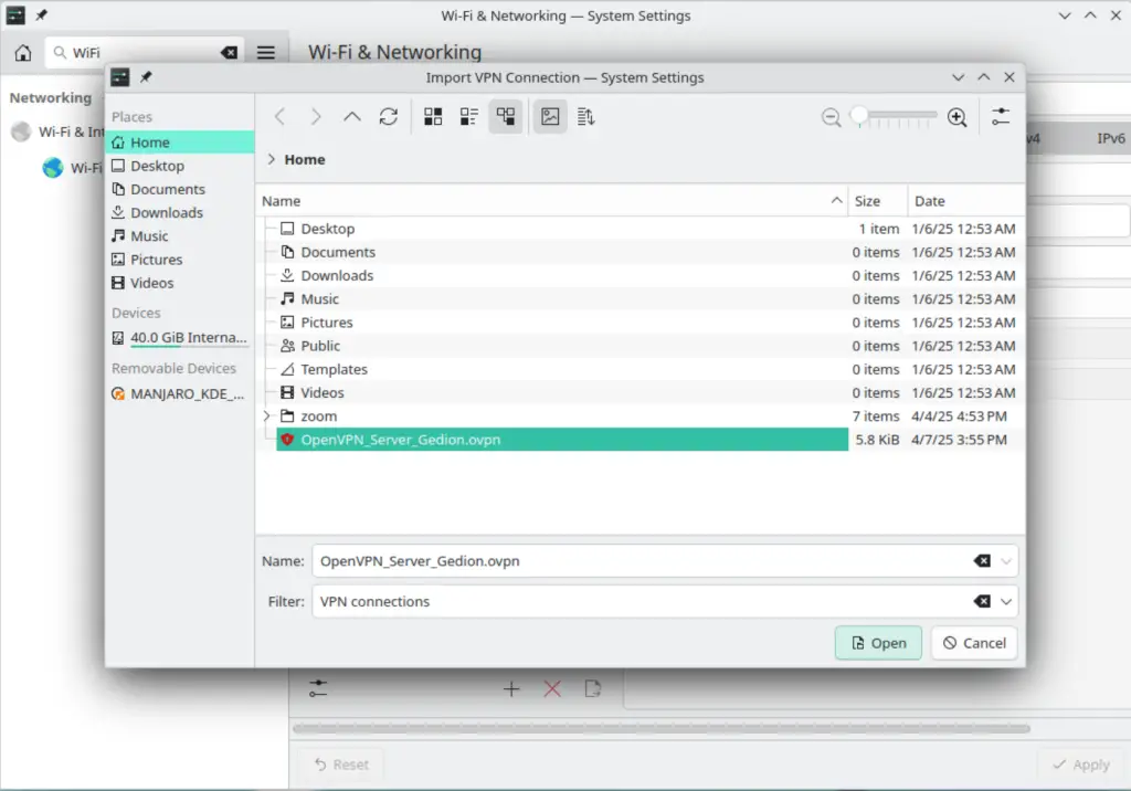 Install and Use OpenVPN Client on Manjaro Linux 06