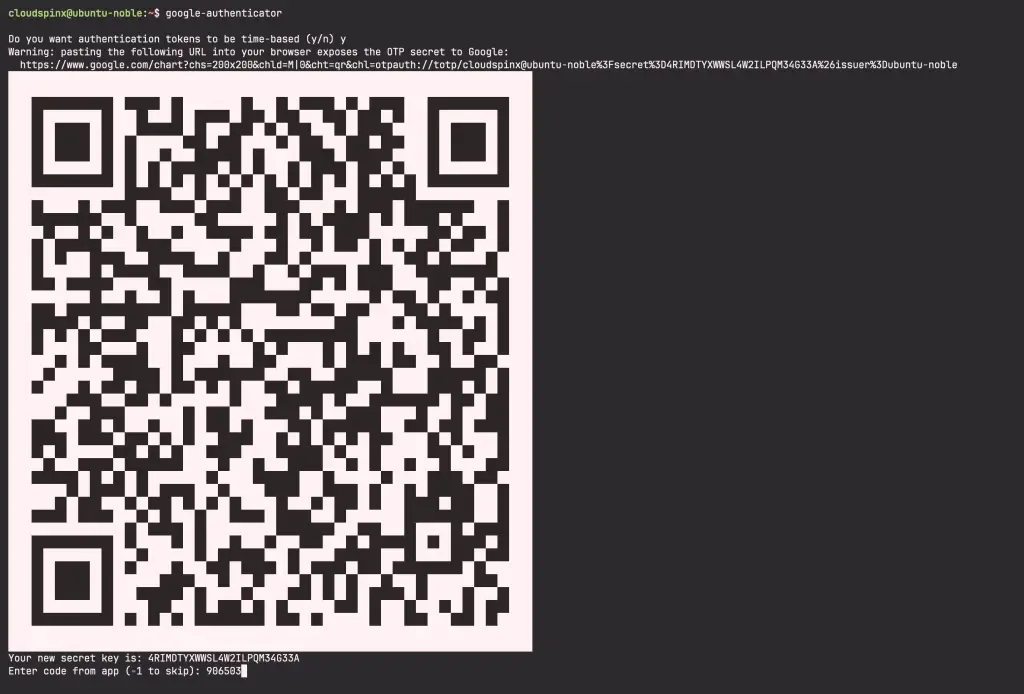 Configure SSH 2FAMFA on Ubuntu with Google Authenticator 02
