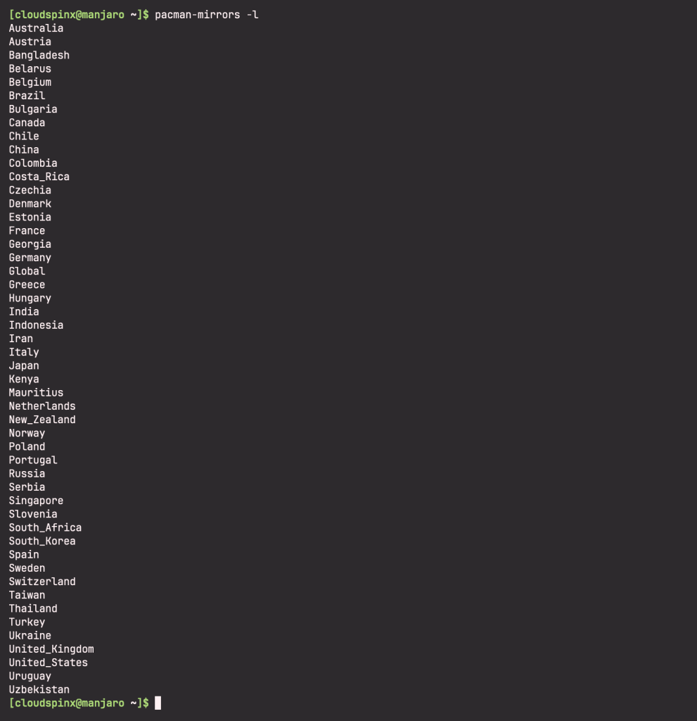 Generate Mirrorlist on Manjaro Arch Linux based on Country 02