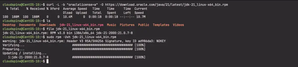 Install Java 2 LTS OpenJDK 21 on AlmaLinux CentOS RHEL 10 02
