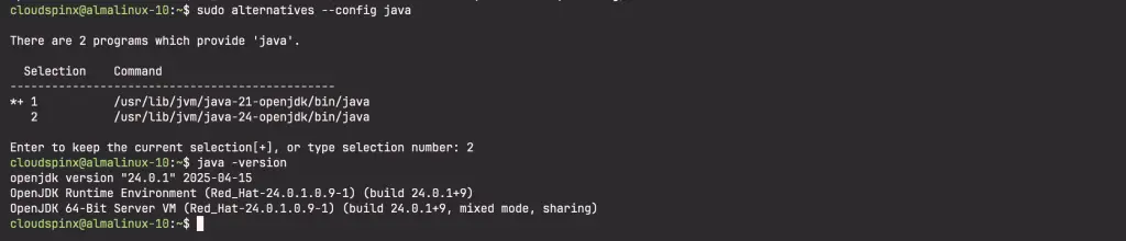 Install Java 2 LTS OpenJDK 21 on AlmaLinux CentOS RHEL 10 04