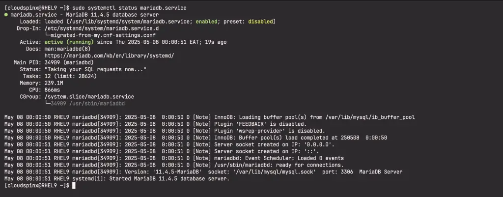 Install MariaDB 11.4 on RHEL9CentOS Stream9 01