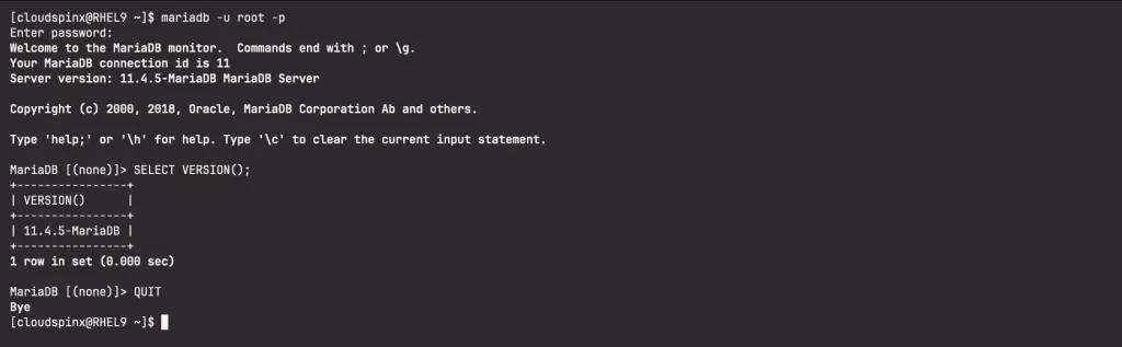 Install MariaDB 11.4 on RHEL9CentOS Stream9 02