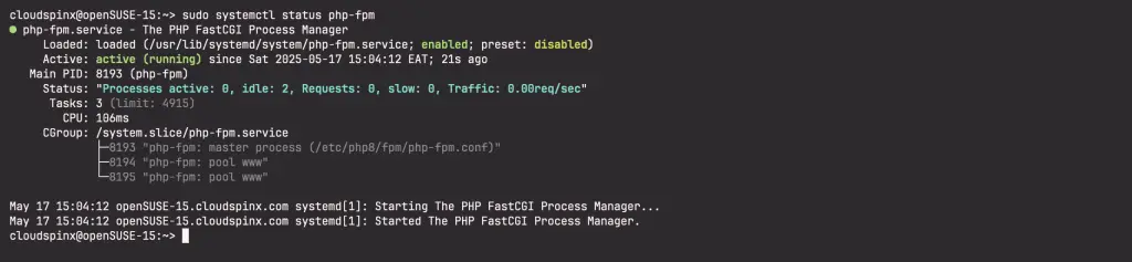 Install PHP 8.4 on openSUSE 15 with PHP FPM 02