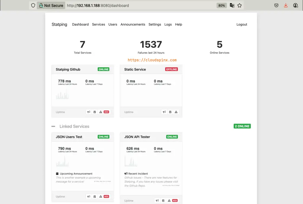 Monitor Websites Applications Uptime With Statping 04