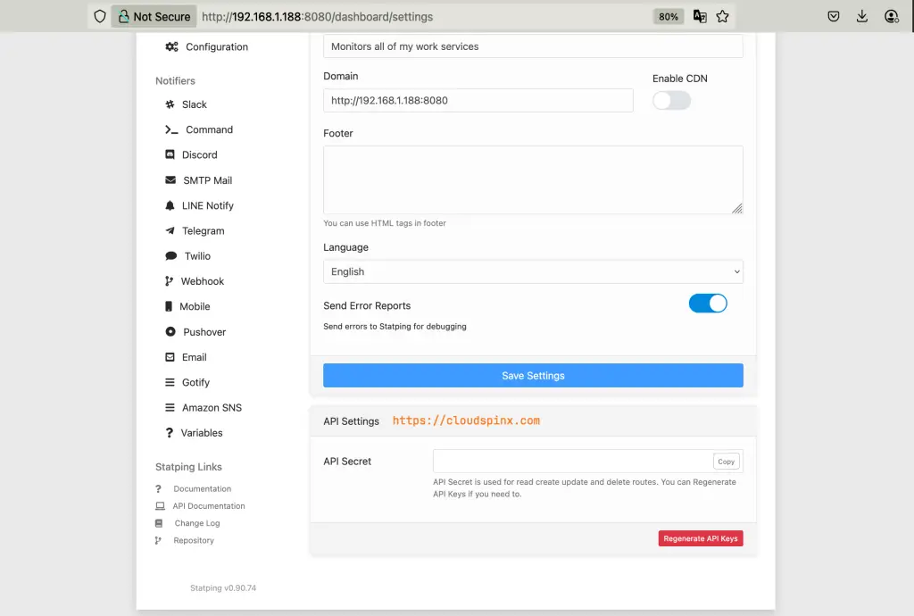 Monitor Websites Applications Uptime With Statping 06