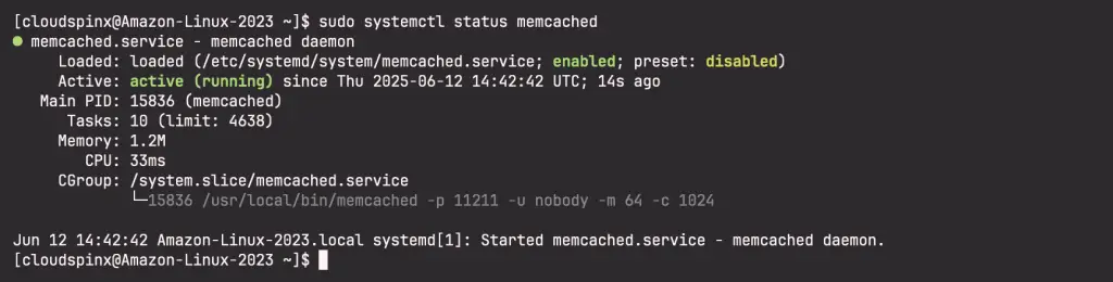How To Install Memcached on Amazon Linux 2023 02