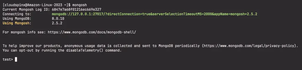 How To Install MongoDB 8.0 on Amazon Linux 2023 03