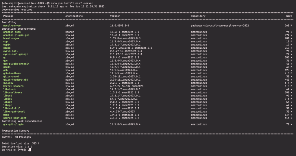 Install Microsoft SQL Server 2022 on Amazon Linux 2023 02 scaled 1