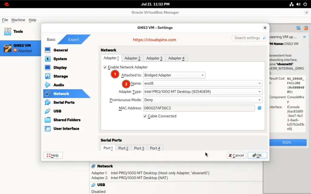 How To Run GNS3 VM on Oracle VirtualBox 08