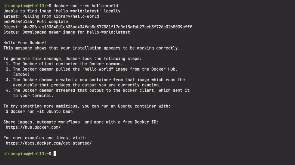How to Install and Use Docker CE on RHEL CentOS Stream 10 01