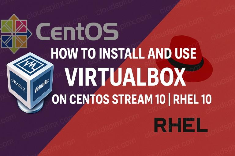 How to Install and Use VirtualBox on CentOS Stream 10 RHEL 10 featured