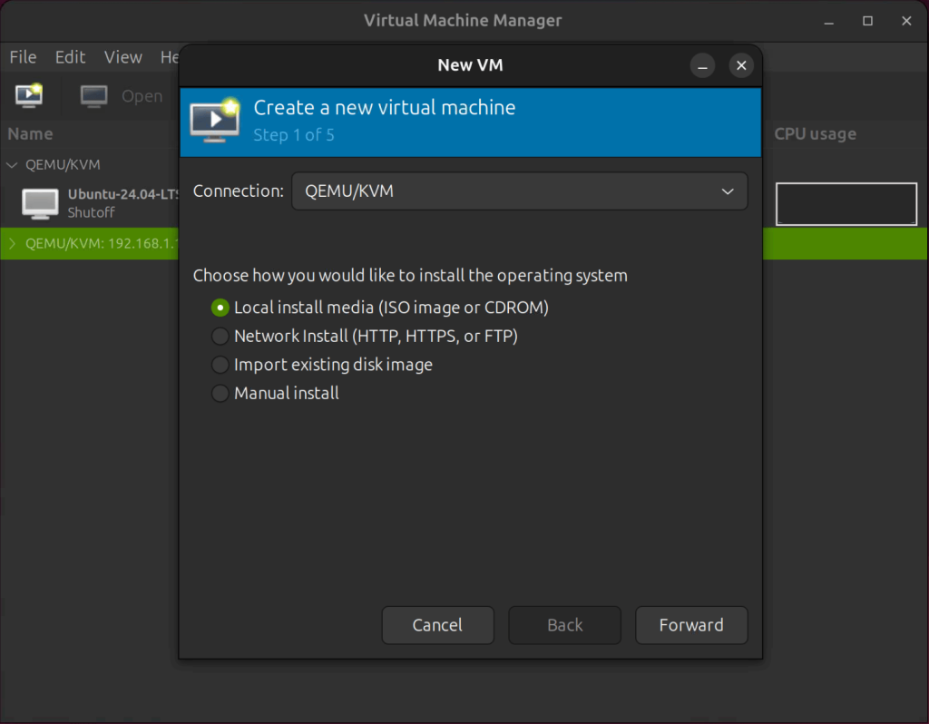 vm management using virt manager 42