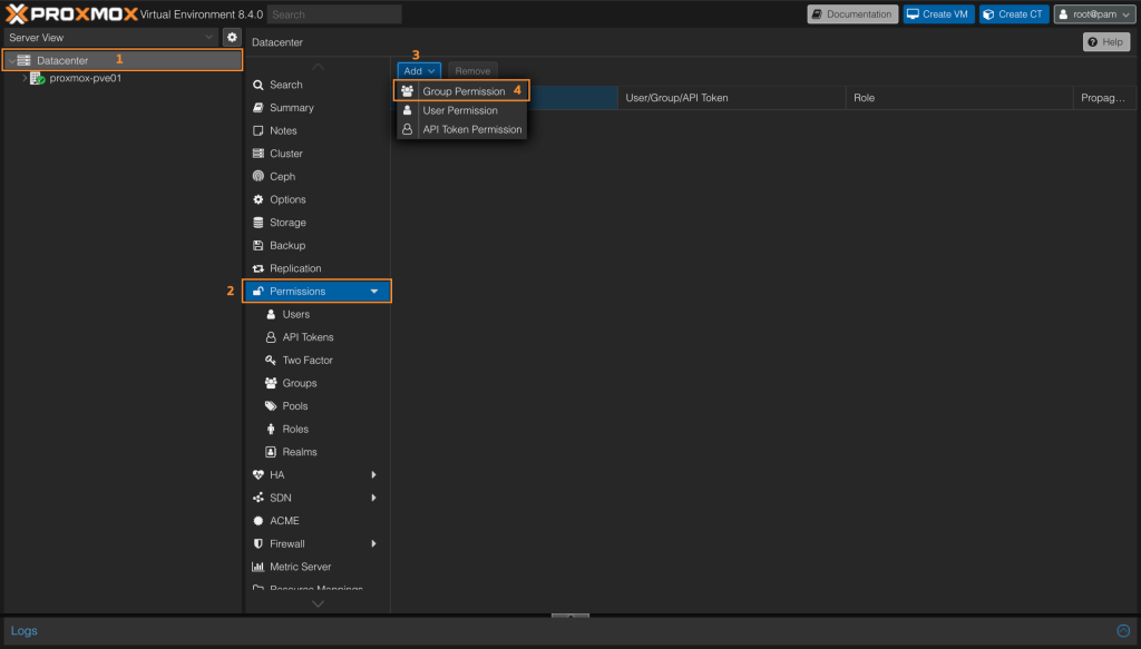 Create Users Groups and Assign Permissions in Proxmox VE 08 scaled 1