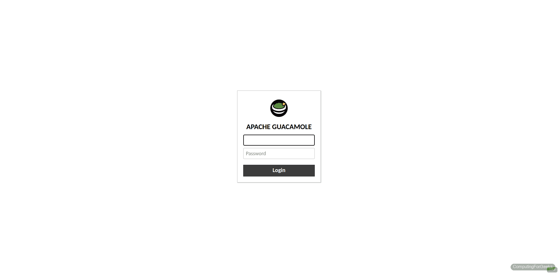 Install Apache Guacamole on Ubuntu 24.04 LTS 1 Apache Guacamole 1.6.0 login page showing username and password fields on Ubuntu 24.04