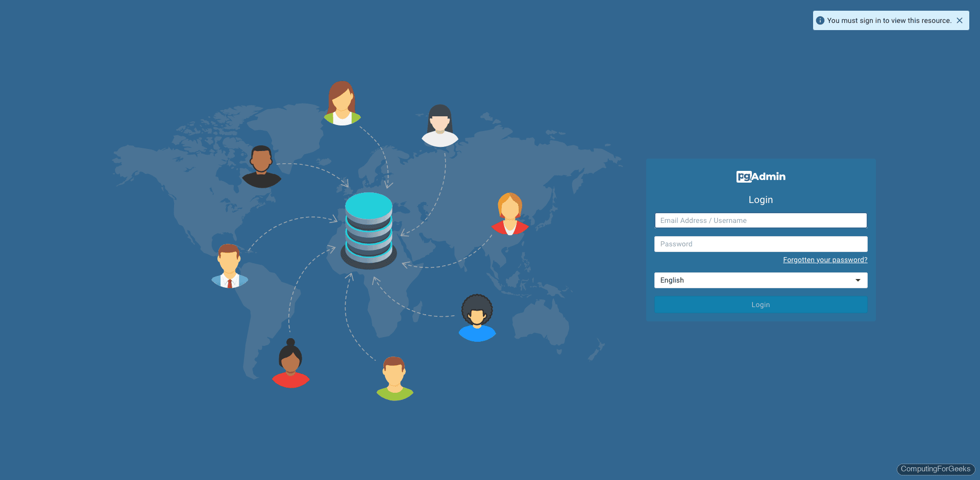 pgAdmin 4 login page on Debian with HTTPS
