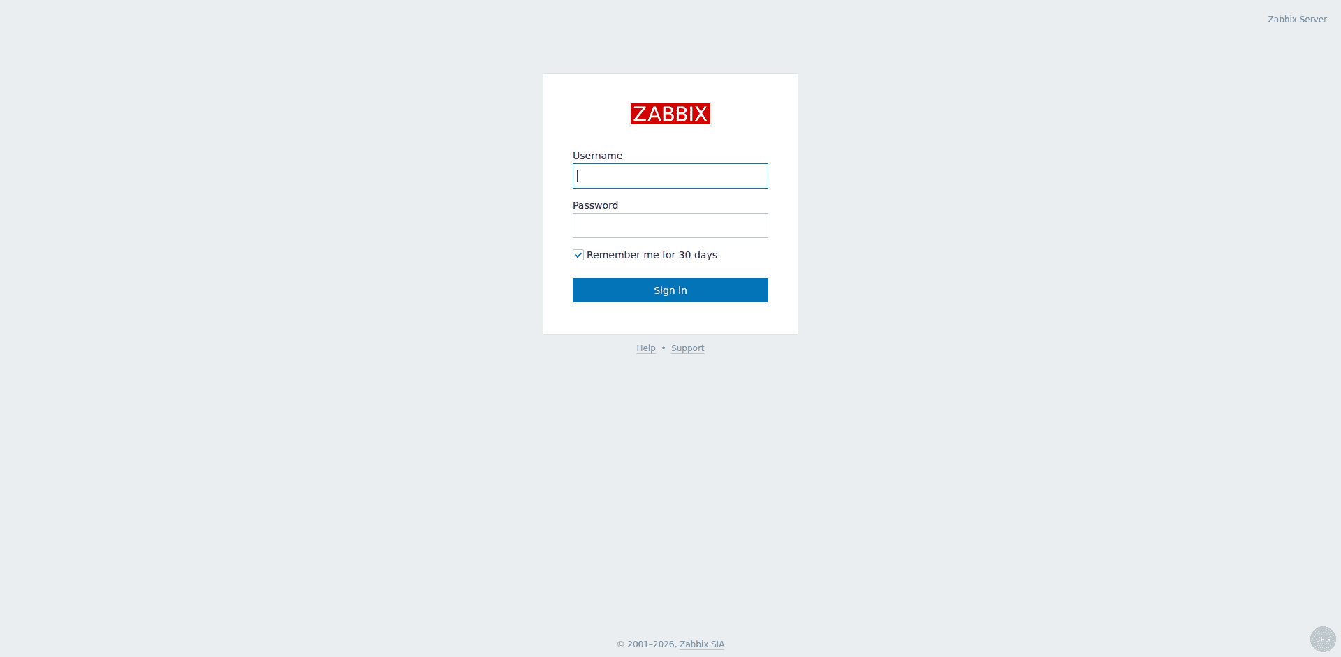Zabbix 7.0 login page
