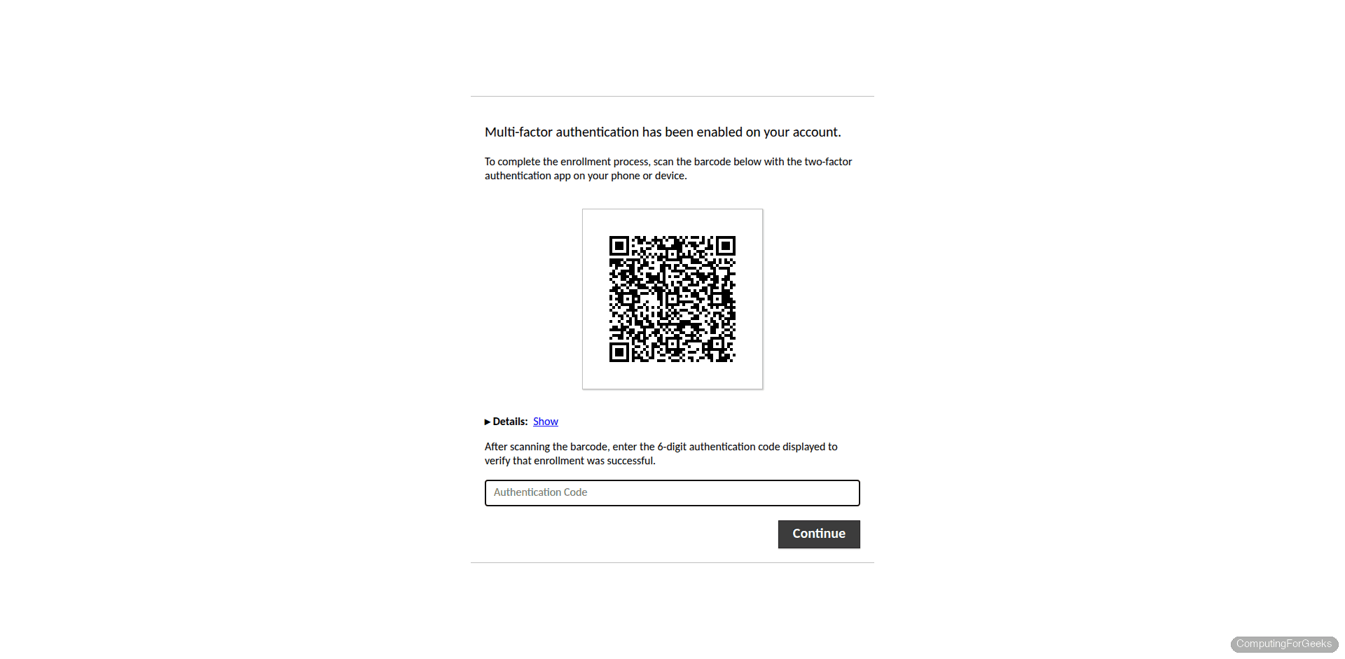Deploy Apache Guacamole with Docker Compose 2 Guacamole TOTP enrollment screen showing QR code for authenticator app