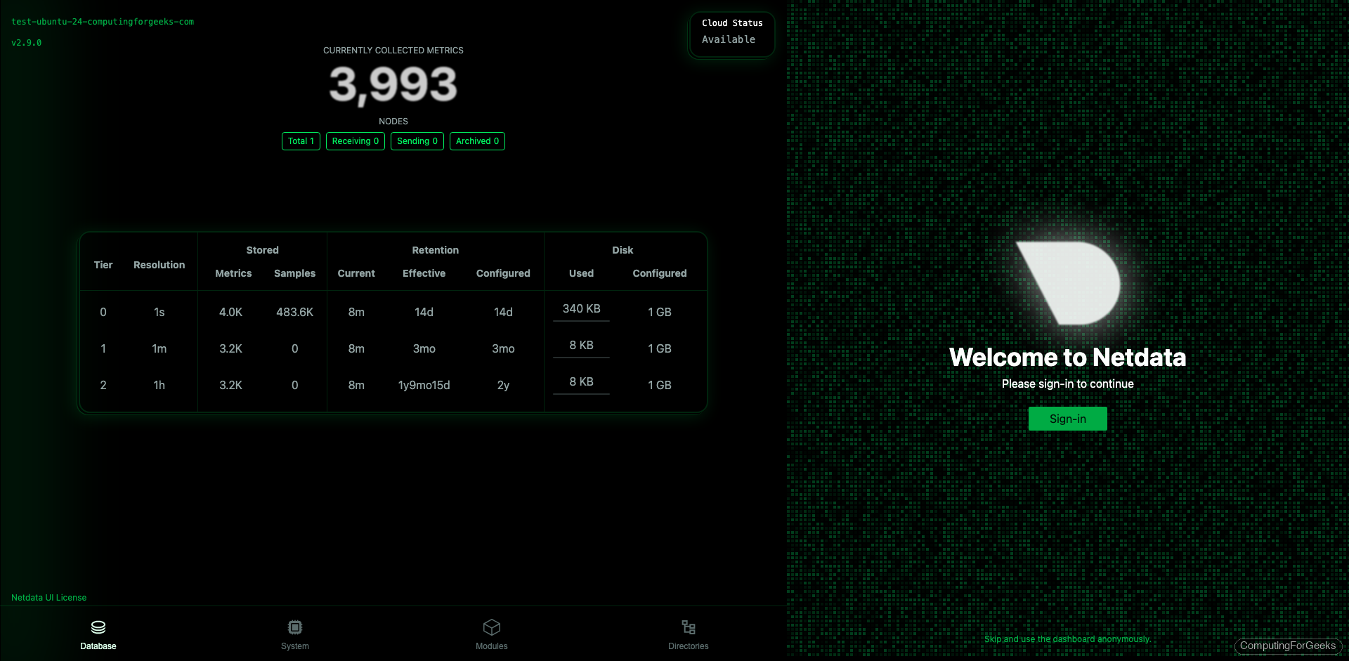 Install WordOps on Ubuntu to Manage WordPress Sites 3 Netdata monitoring console showing 3993 collected metrics for WordPress server managed by WordOps