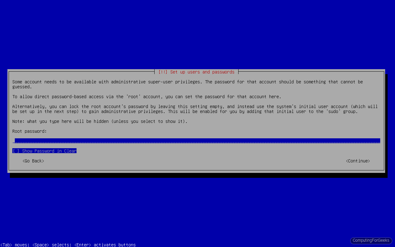 Install Debian 13 (Trixie) Step by Step 5 Debian 13 installer root password configuration