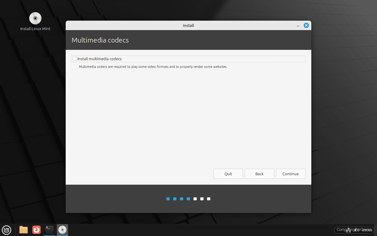 Linux Mint multimedia codecs installation option
