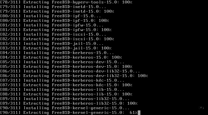 FreeBSD 15.0 pkgbase packages being installed during installation