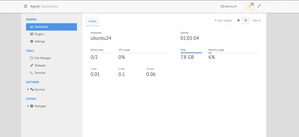 ajenti install login
